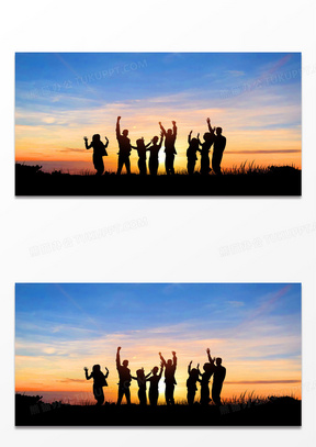 青年节人物剪影摄影图合成背景