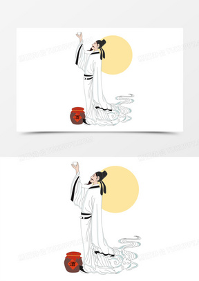 李白饮酒矢量元素