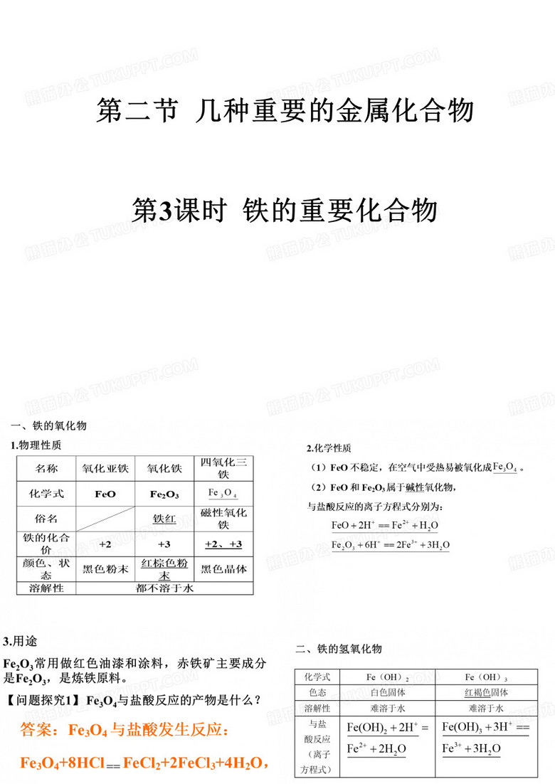 铁的重要化合物