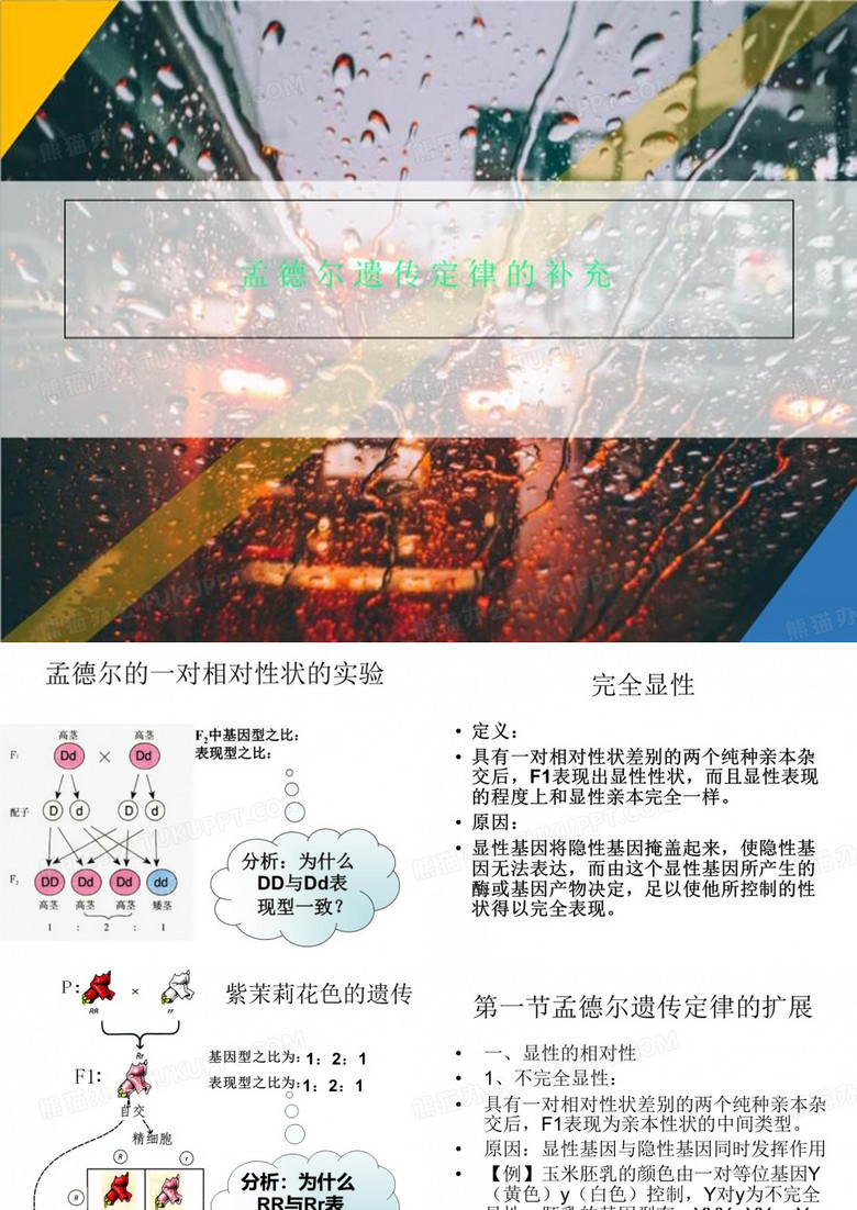 孟德尔遗传定律的补充