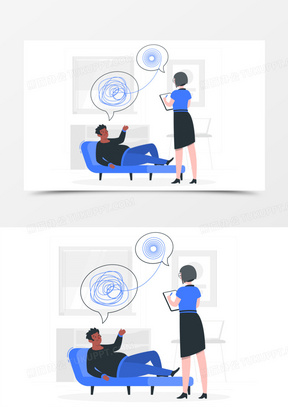 心理医生疏导患者插画元素