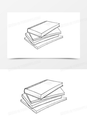 手绘图书线稿元素