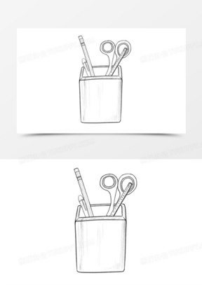 手绘笔筒文具线稿元素101一组手绘轻食简食线稿装饰元素210流程图手绘