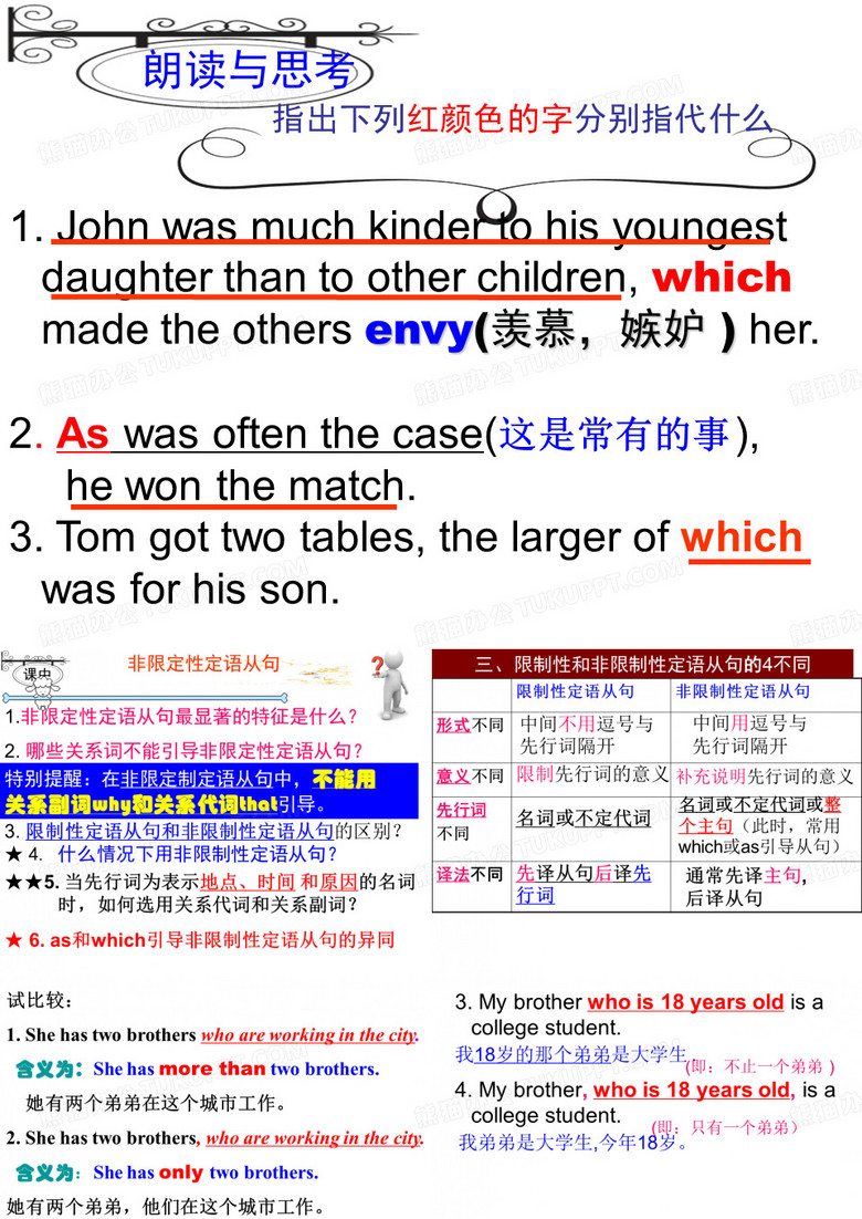 限制性定语从句与非限制性定语从句