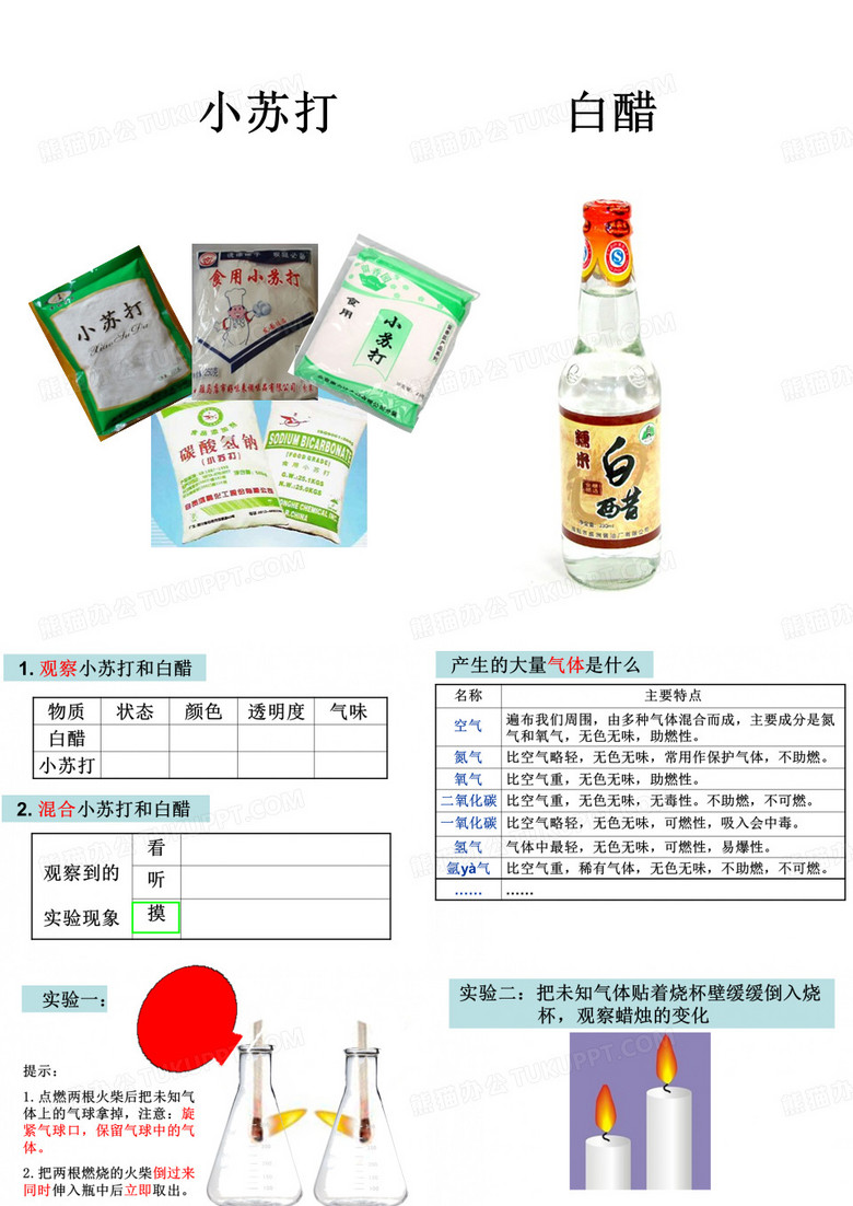 小苏打和白醋的变化