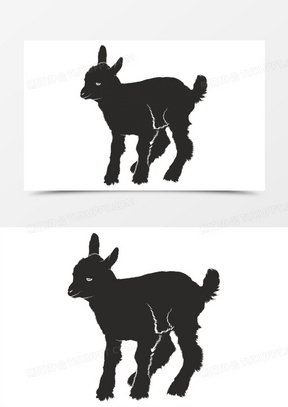 免抠黑色小羔羊剪影元素