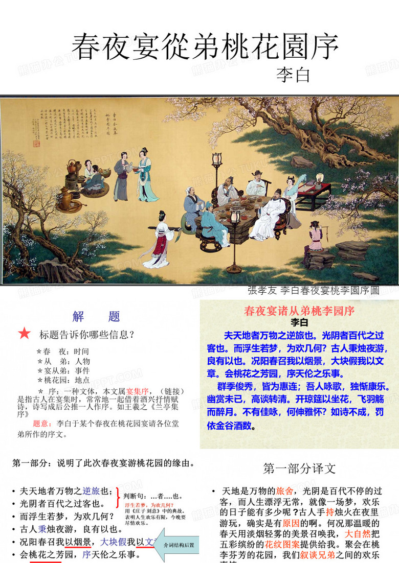 春夜宴从弟桃花园序