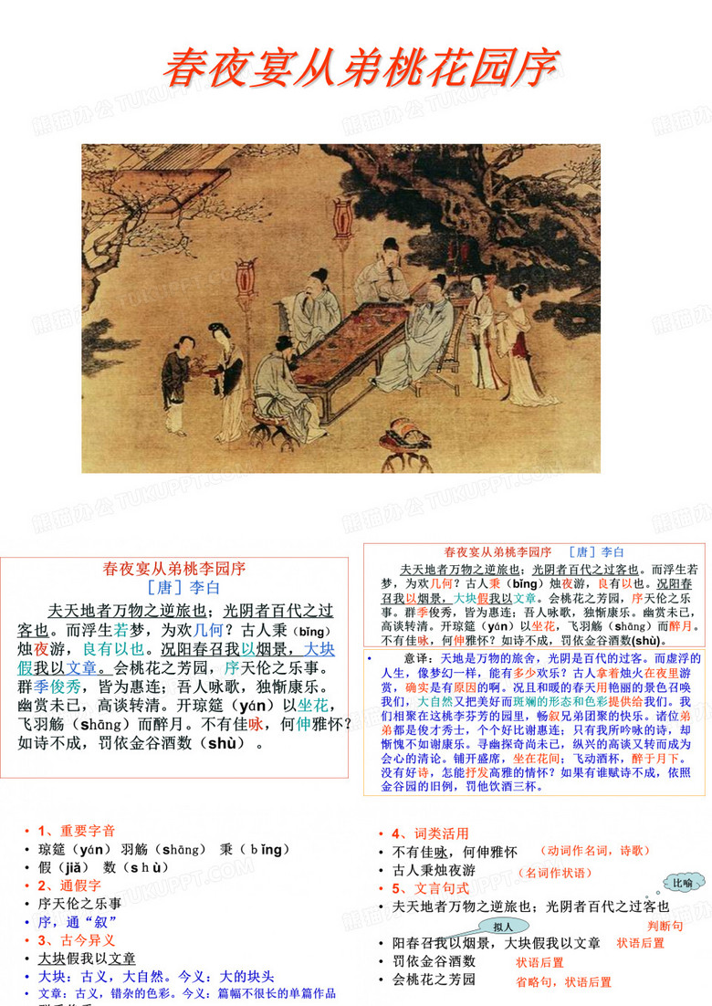 春夜宴从弟桃花园序