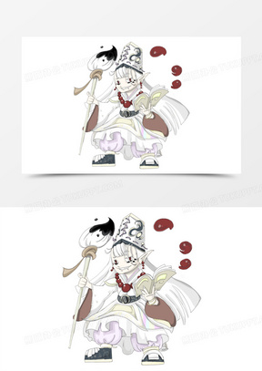 卡通黑白无常小鬼