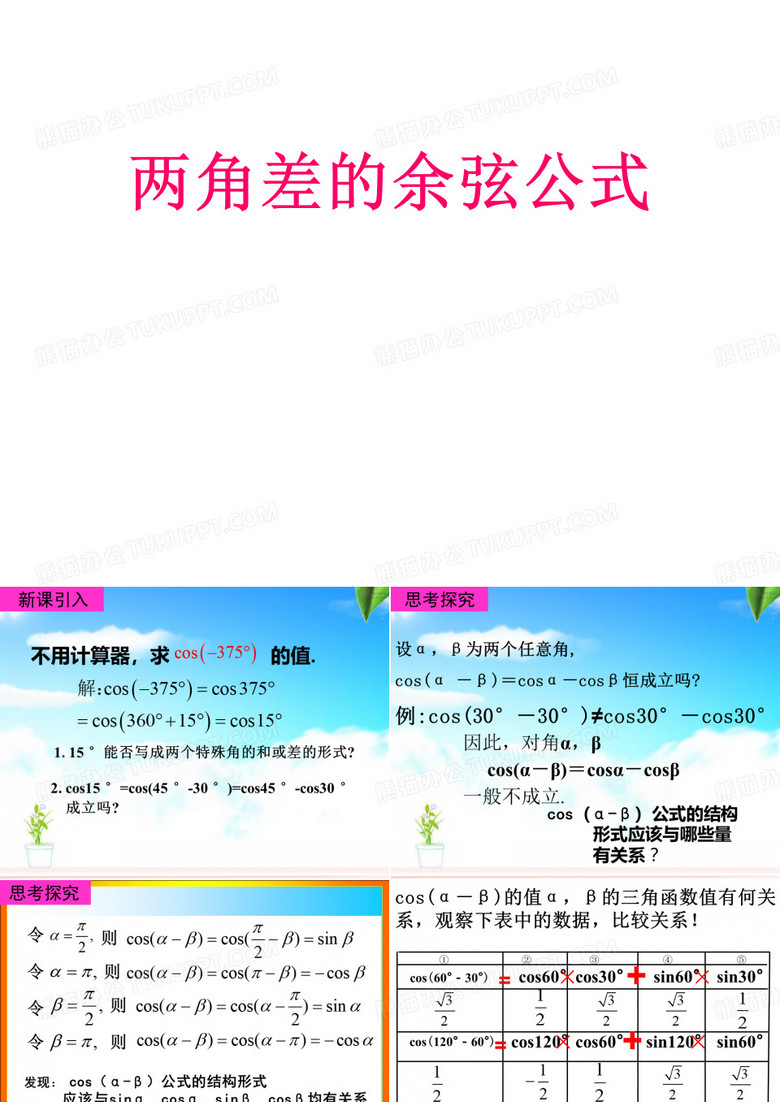 两角差的余弦公式