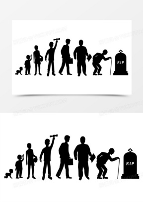 人物成长过程剪影元素