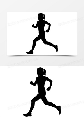 跑步剪影元素150跑步锻炼剪影元素150人物剪影素描手绘运动小人 跑步