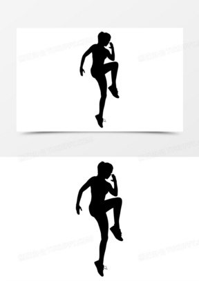 高抬腿动作剪影元素