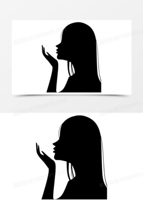 女生侧身五官轮廓剪影元素