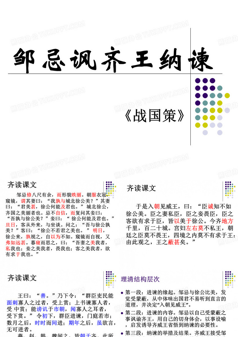 《邹忌讽齐王纳谏》的课件