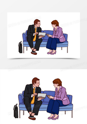 销售人员交谈场景免抠元素