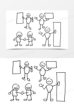 一组小人展示握手免抠元素531简笔画小人免抠元素180搞基102小女孩508