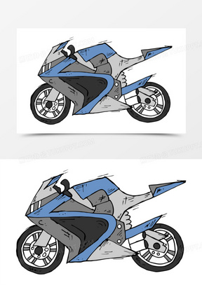 卡通手绘摩托车元素