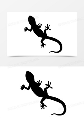 黑色剪影壁虎元素