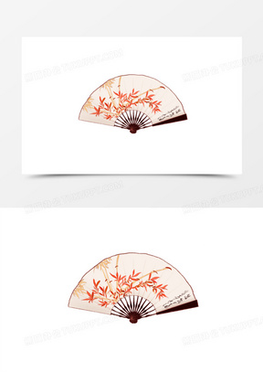 黄色古风复古扇子元素