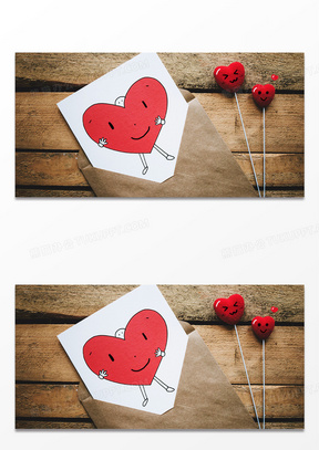 创意爱心信封笑脸表情背景