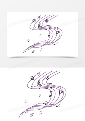 紫色音符五线谱素材