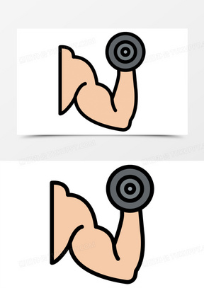 免抠手绘健身哑铃装饰元素