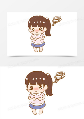 卡通女孩担心表情包