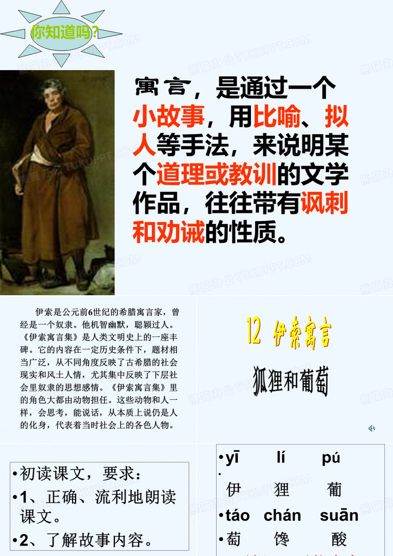 伊索寓言(狐狸和葡萄)课件