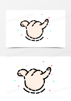 卡通创意mbe风格666手势元素