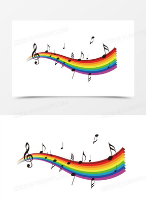 彩虹五线谱音符元素1012彩虹音符五线谱元素130时尚元素10乐符70矢量