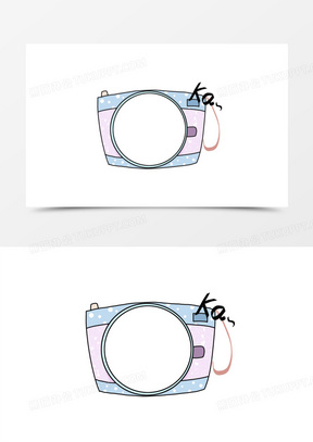 简笔画蓝粉相机边框元素