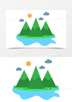 卡通湖泊图片素材