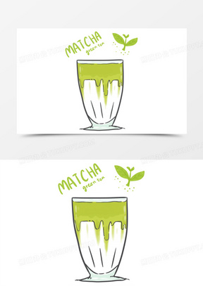 卡通可爱绿茶抹茶饮品简笔画