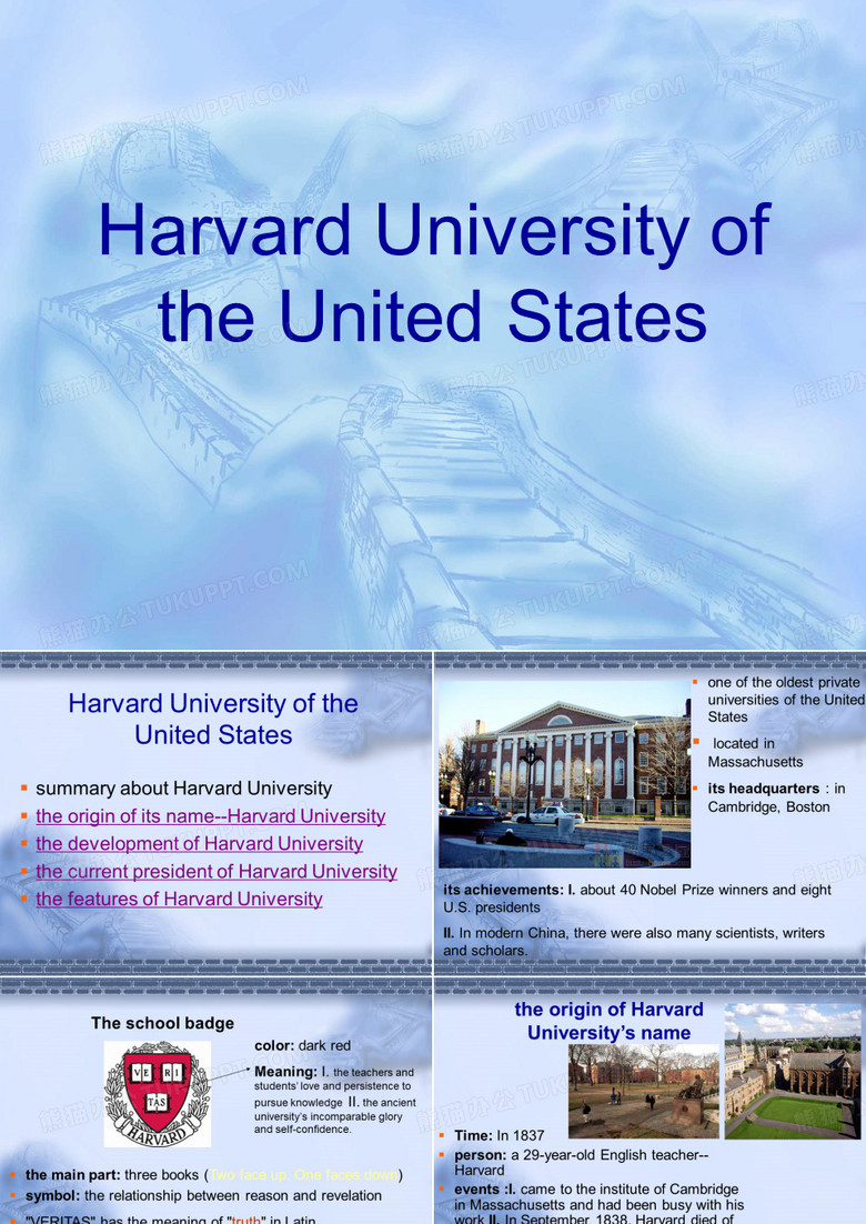 哈佛大学英文介绍 PPT