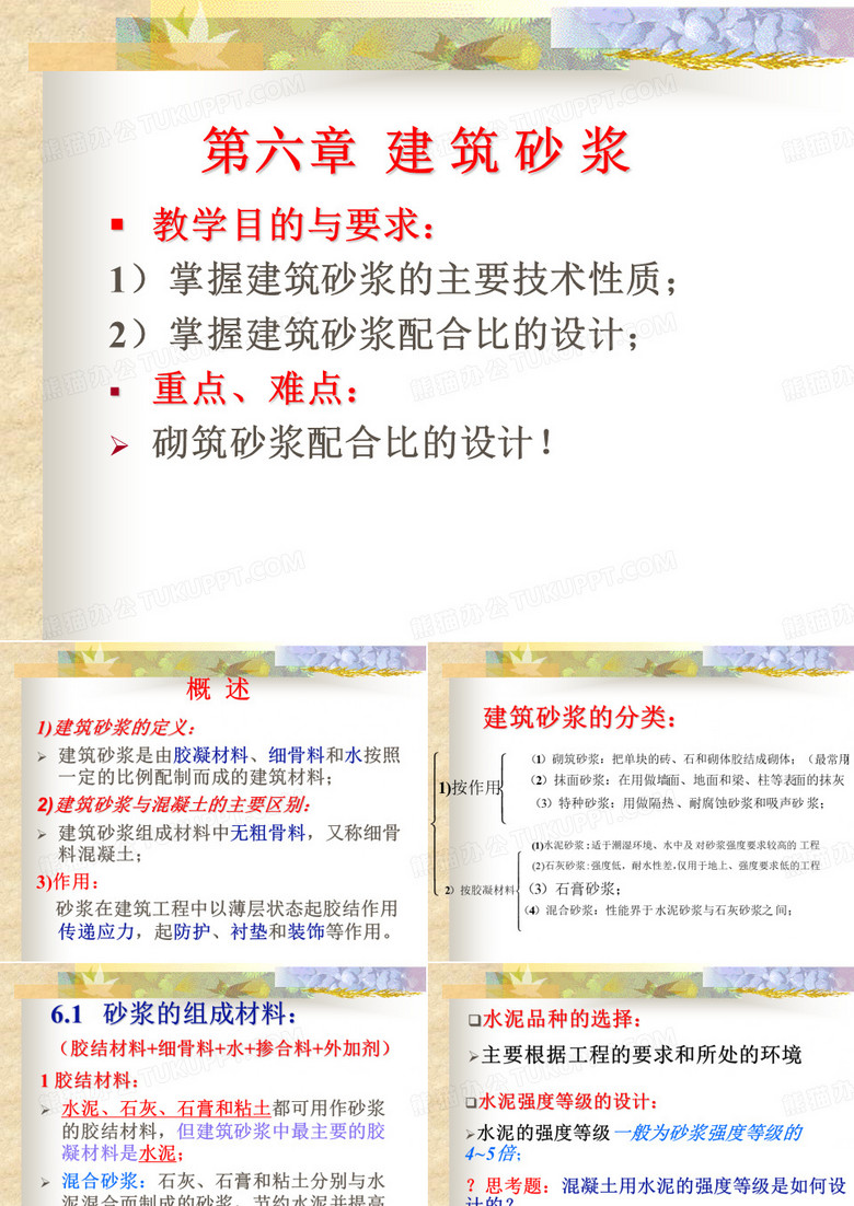 砂浆及砌筑砂浆配合比的设计.ppt