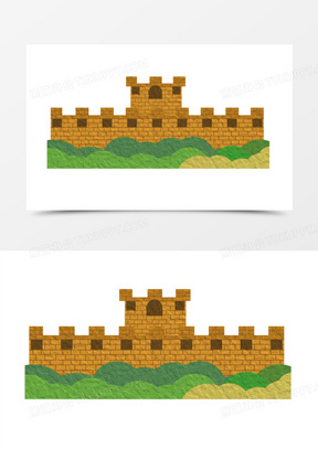 卡通长城免抠元素3944手绘雪天古风建筑场景素材251手绘古风宫墙素材