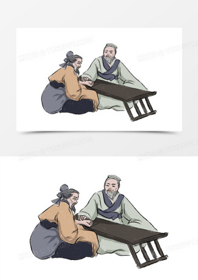 中医医师问诊场景素材1300手绘古代郎中把脉问诊免抠元素210卡通手绘