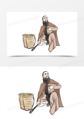 中医医师神农氏采药形象手绘素材