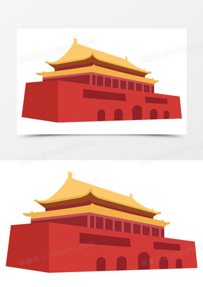 手绘北京国潮风免抠元素2066蓝色创意城市科技背景103国潮旅游景点