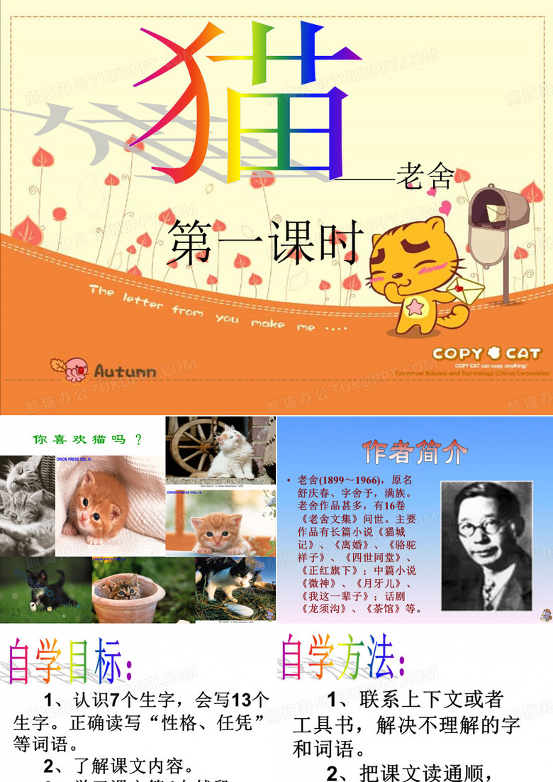 四年级上册第四组课文《猫》课件第一课时
