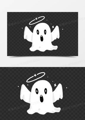 卡通手绘可爱光环小幽灵元素
