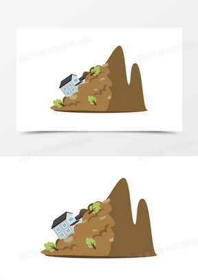 山体滑坡矢量插画元素