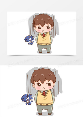 卡通男生愁眉苦脸表情包