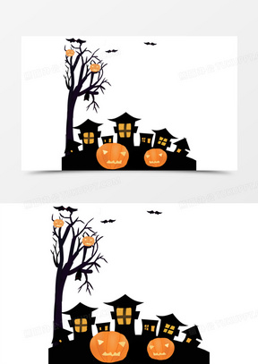 万圣节恐怖鬼屋装饰边框元素