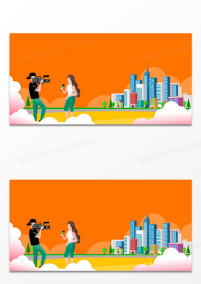 街头采访新闻采访记者卡通背景