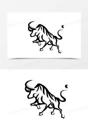 手绘中国风水墨斗牛牛免抠素材