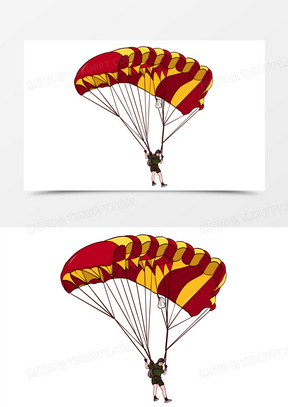 手绘跳伞比赛免抠元素