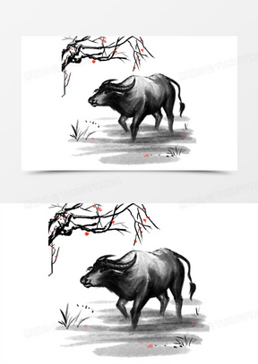 水墨牛图片素材