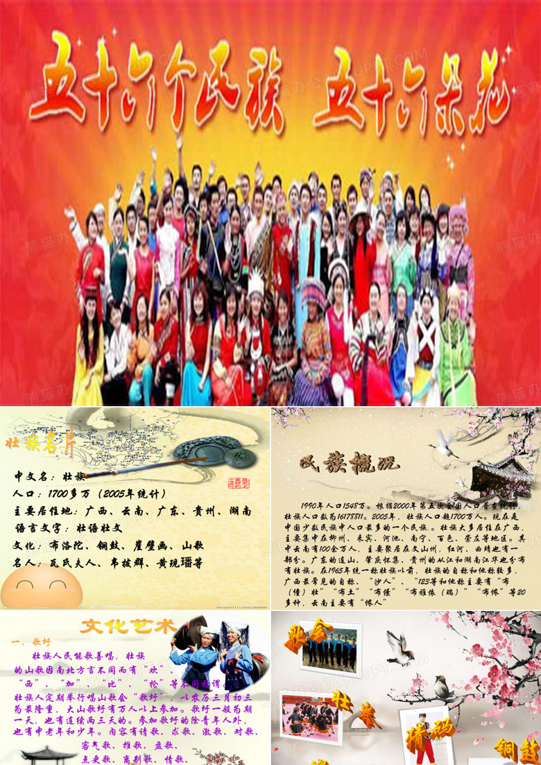 介绍壮族、土族、满族等四个民族